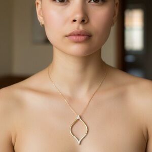 Gold Teardrop Pendant Necklace Crystal Embellishment, NWT